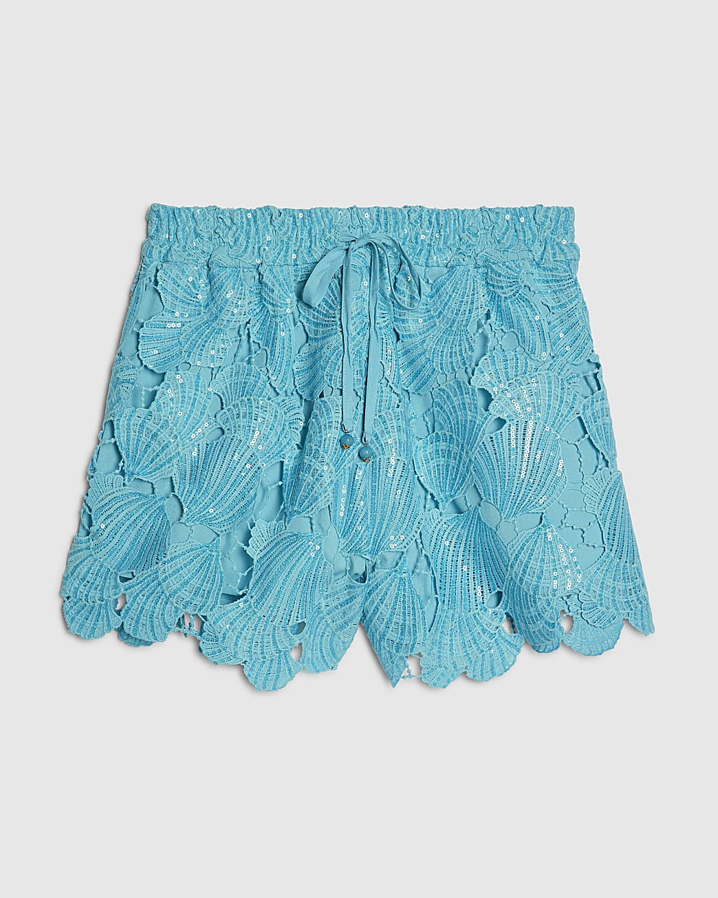 Blue Cutwork Sequin Beach Shorts | River Island UK & IE