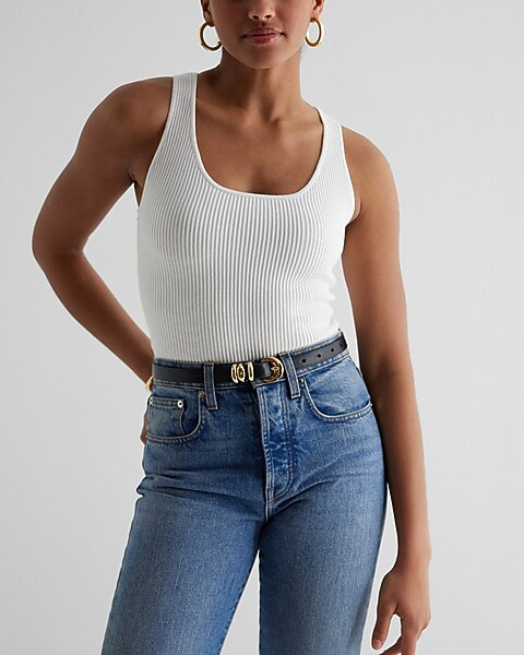 Ribbed Scoop Neck Sweater Tank | Express