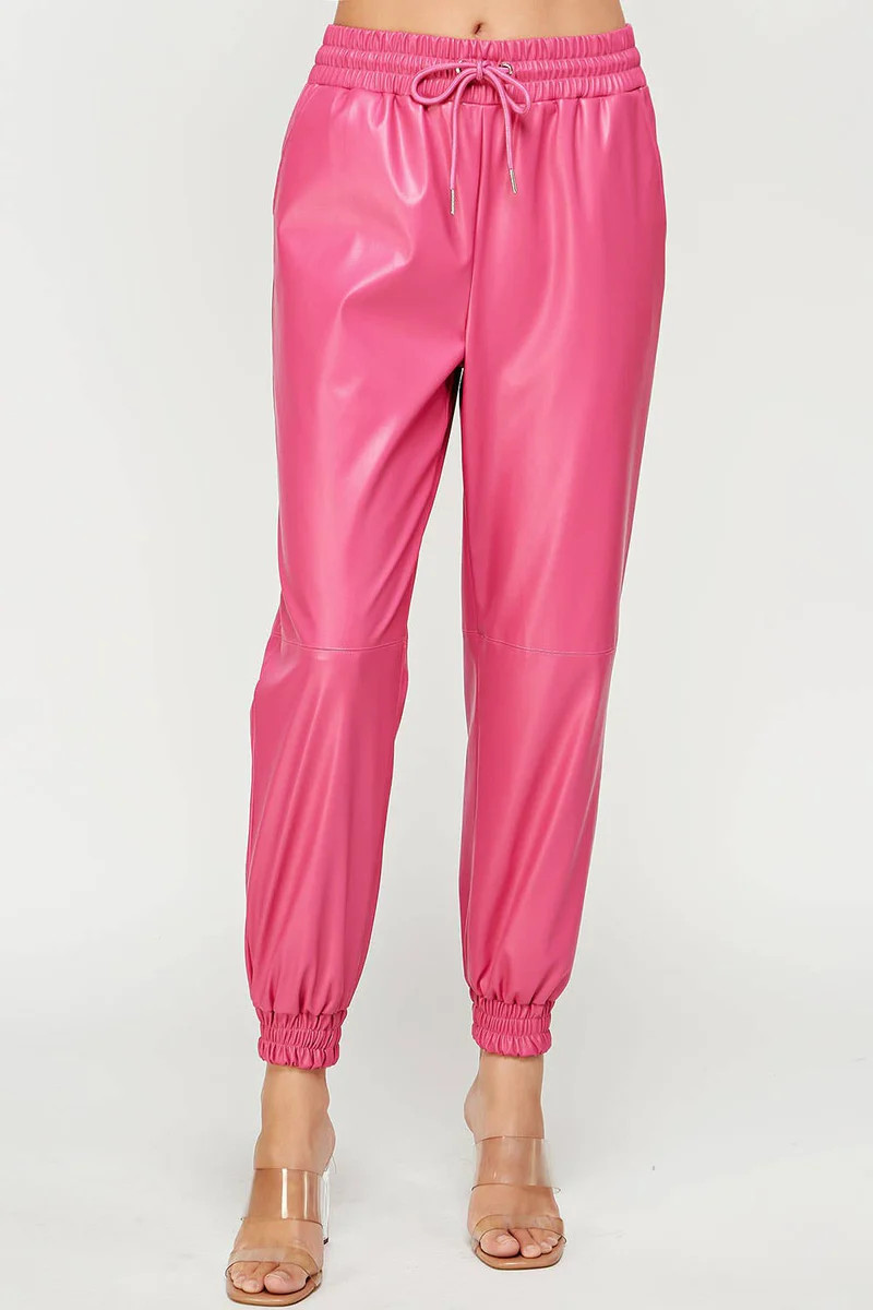 Faux Leather Joggers | Teggy French