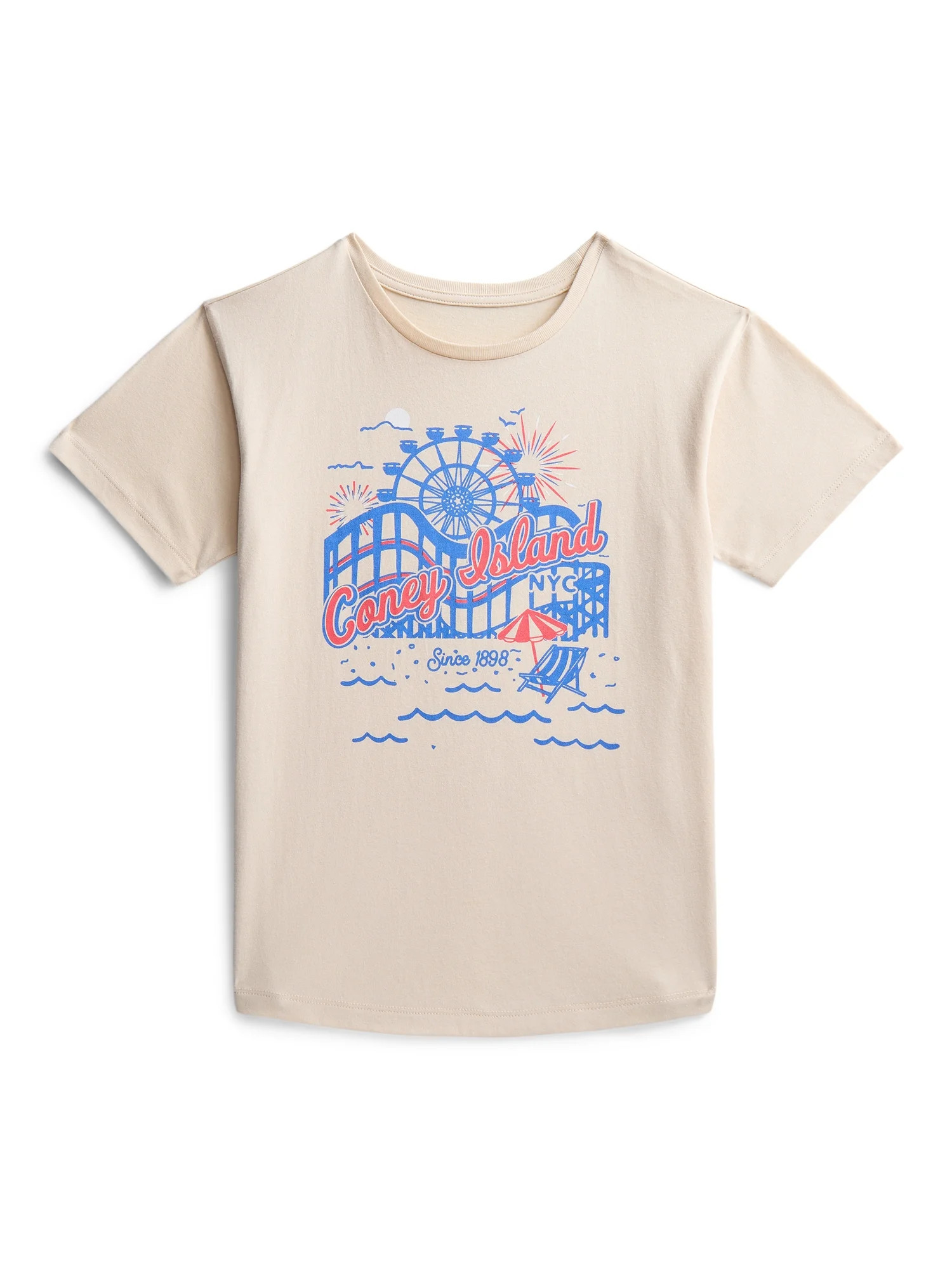 Wonder Nation Girls NYC Amusement Park Graphic Tee with Short Sleeves, Sizes 4-18 | Walmart (US)