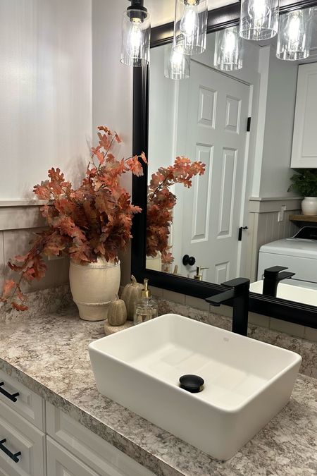 Fall Bathroom Touches. Follow @farmtotablecreations on Instagram for more inspiration. Fall Stems. Fall Bathroom Decor. Studio McGee Vase. Fall Stems. Bathroom Inspo. Fall Decor  

#LTKSeasonal #LTKfindsunder50 #LTKhome