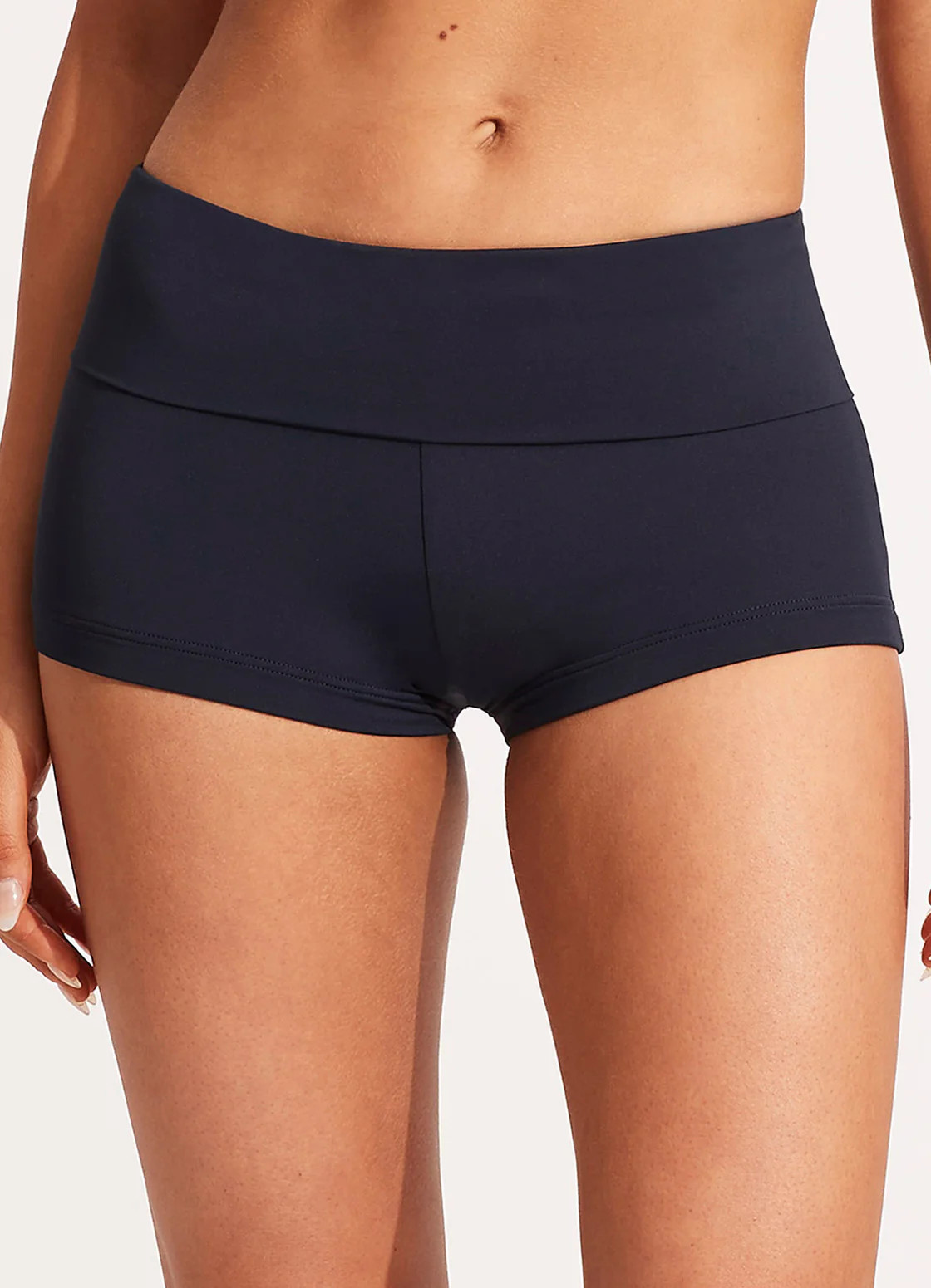 Seafolly Collective Roll Top Boyleg - True Navy | Seafolly Australia