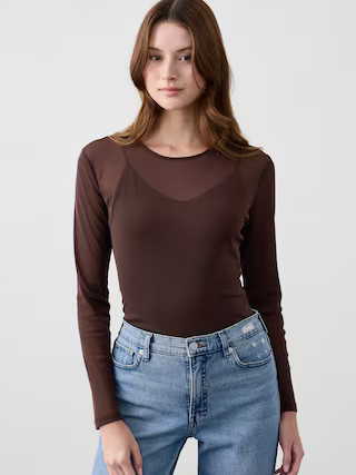 Mesh Crew-Neck Top | Banana Republic Factory