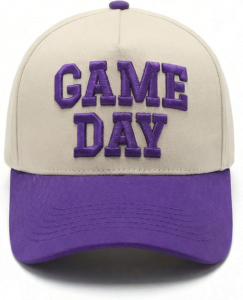 Game Day Hat Adjustable Two-Tone Baseball Cap with 3D Puff Embroidery | Amazon (US)