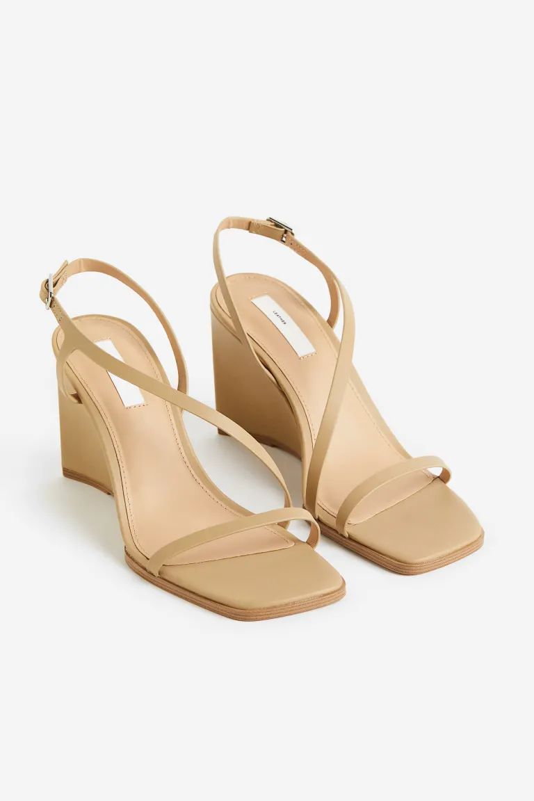 Wedge-heeled Leather Sandals | H&M (US + CA)