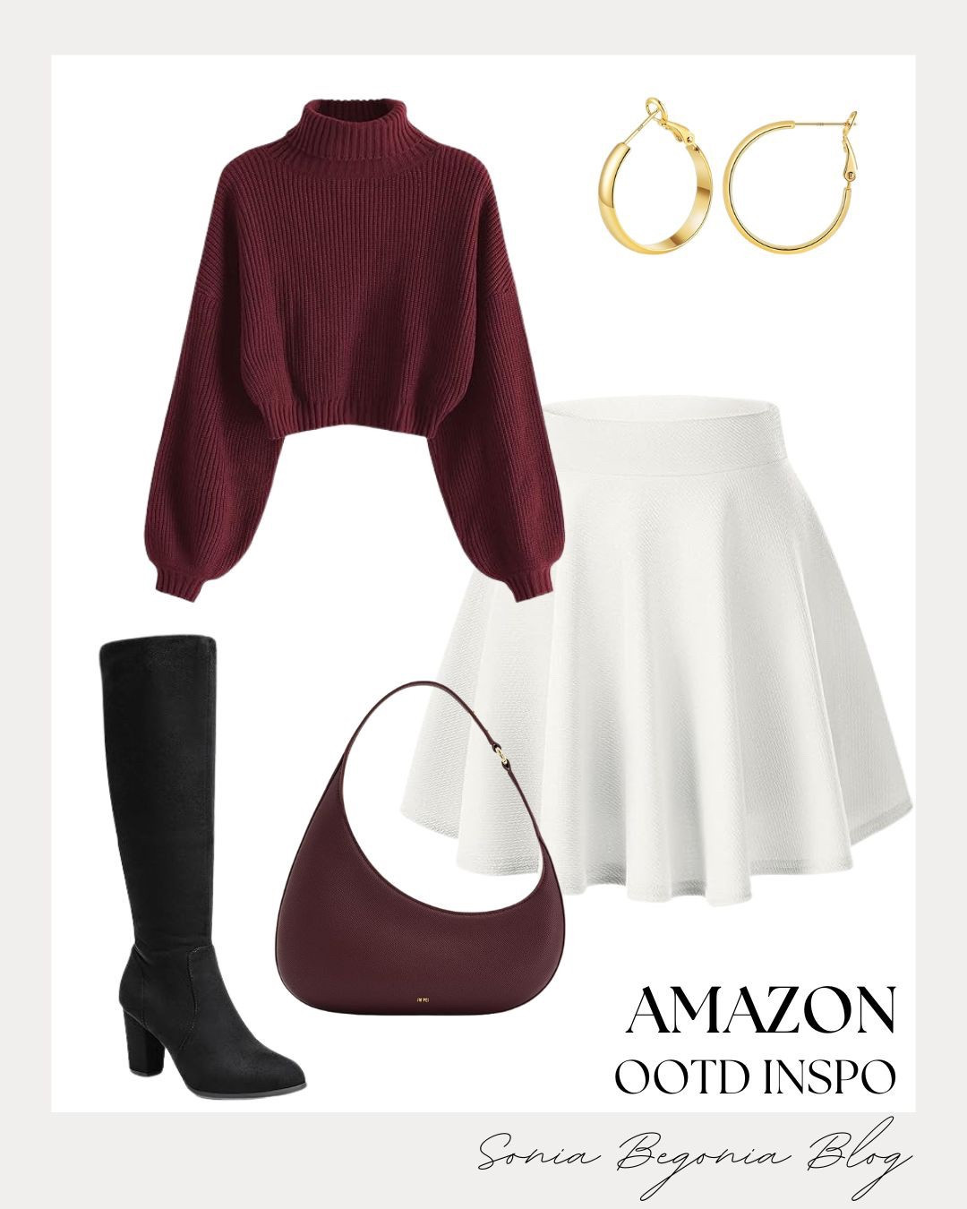 OUTFIT of the Day: Winter Berries, Boots, & Breezy Skirts! 🍒

Embrace the bold jewel tone trend with this perfectly balanced seasonal look! ❄️

We are obsessed with the statement piece: the rich burgundy cropped turtleneck sweater featuring cozy lantern sleeves for a modern silhouette. Balance the heavy knit with a classic, high-waisted white skater skirt for a flirty, feminine touch. Finish the look with sleek, elevated accessories: a structured deep wine crescent shoulder bag, chic knee-high black suede boots, and timeless gold hoop earrings for a touch of polished glam!

#OOTD
#OutfitOfTheDay
#WinterFashion
#BurgundyStyle
#SweaterWeather
#SkaterSkirt
#KneeHighBoots
#SuedeBoots
#CrescentBag
#FeminineStyle
#HolidayOutfit
#LTKStyle
#AmazonFashion
#WinterChic
#StylingInspo


#LTKFindsUnder50 #LTKootd #LTKSeasonal