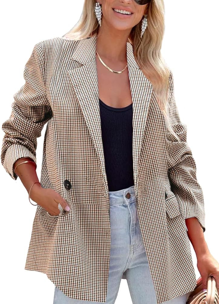 ARTFREE Womens Casual Blazer Button Lapel Long Sleeve Work Business Fashion Blazers Jackets Outfi... | Amazon (US)