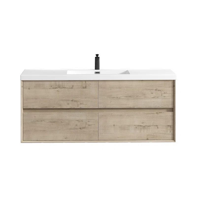 Seavy 59.25'' Wall Mounted Single Bathroom Vanity with Acrylic Vanity Top | Wayfair North America