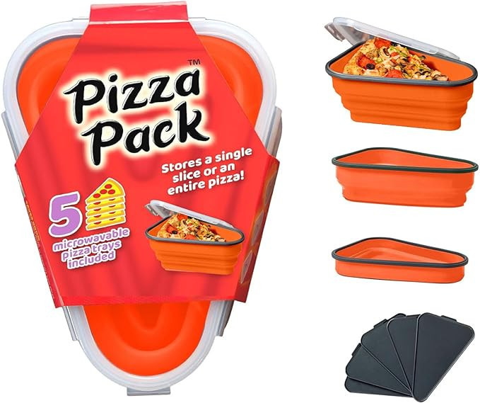 PIZZA PACK The Perfect Reusable Pizza Storage Container with 5 Microwavable Serving Trays - Adjus... | Amazon (US)