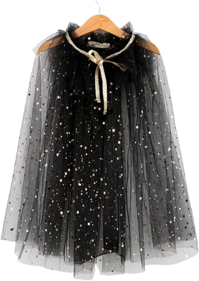 CIIXI Kids Girl Fairy Cape Princess Candy Color Glitter Star Sequins Cloak Tulle Shawl Party Cost... | Amazon (US)