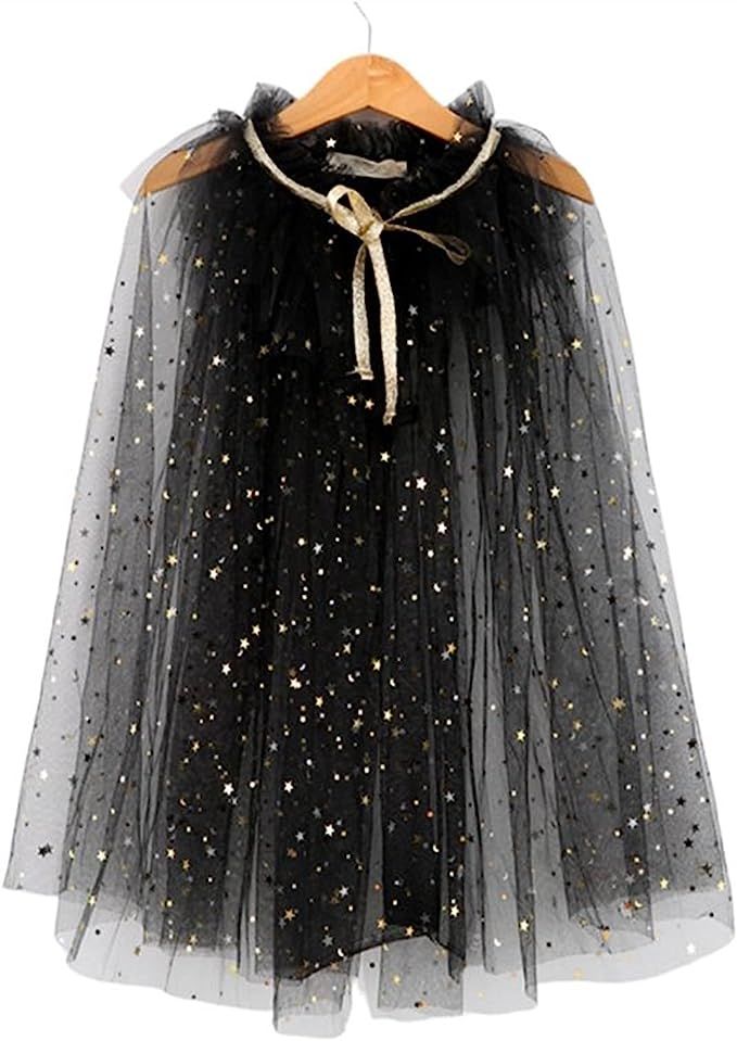 CIIXI Kids Girl Fairy Cape Princess Candy Color Glitter Star Sequins Cloak Tulle Shawl Party Cost... | Amazon (US)