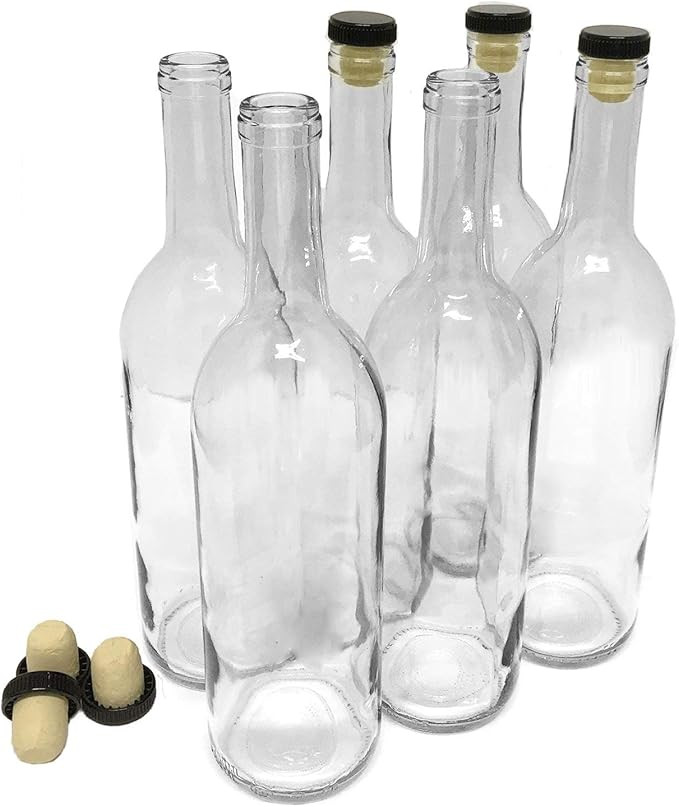 nicebottles Wine Bottles with Corks, Clear, 750ml - Pack of 6 | Amazon (US)