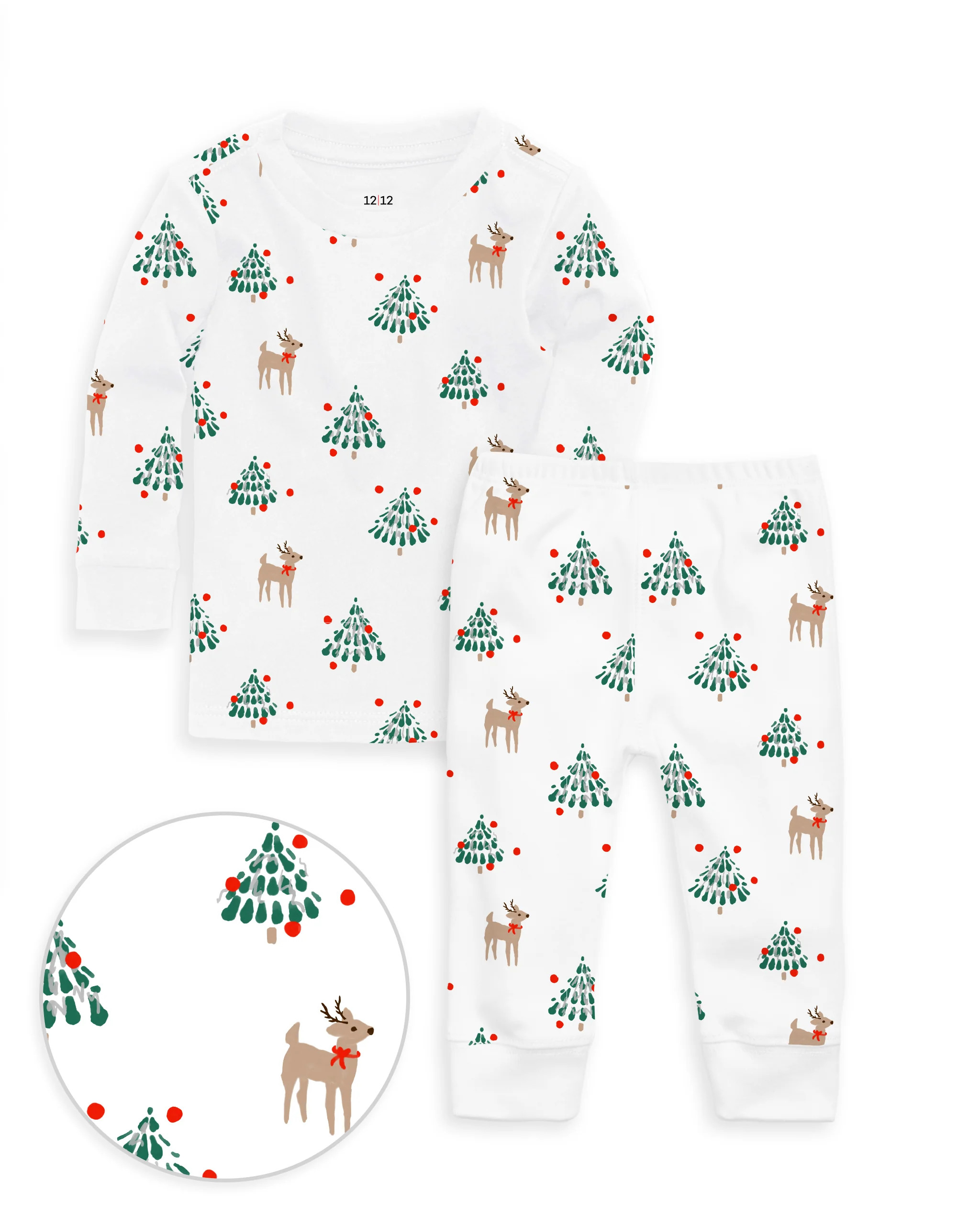 The Organic Long Sleeve Pajama Set [Tinsel Trees] | 1212