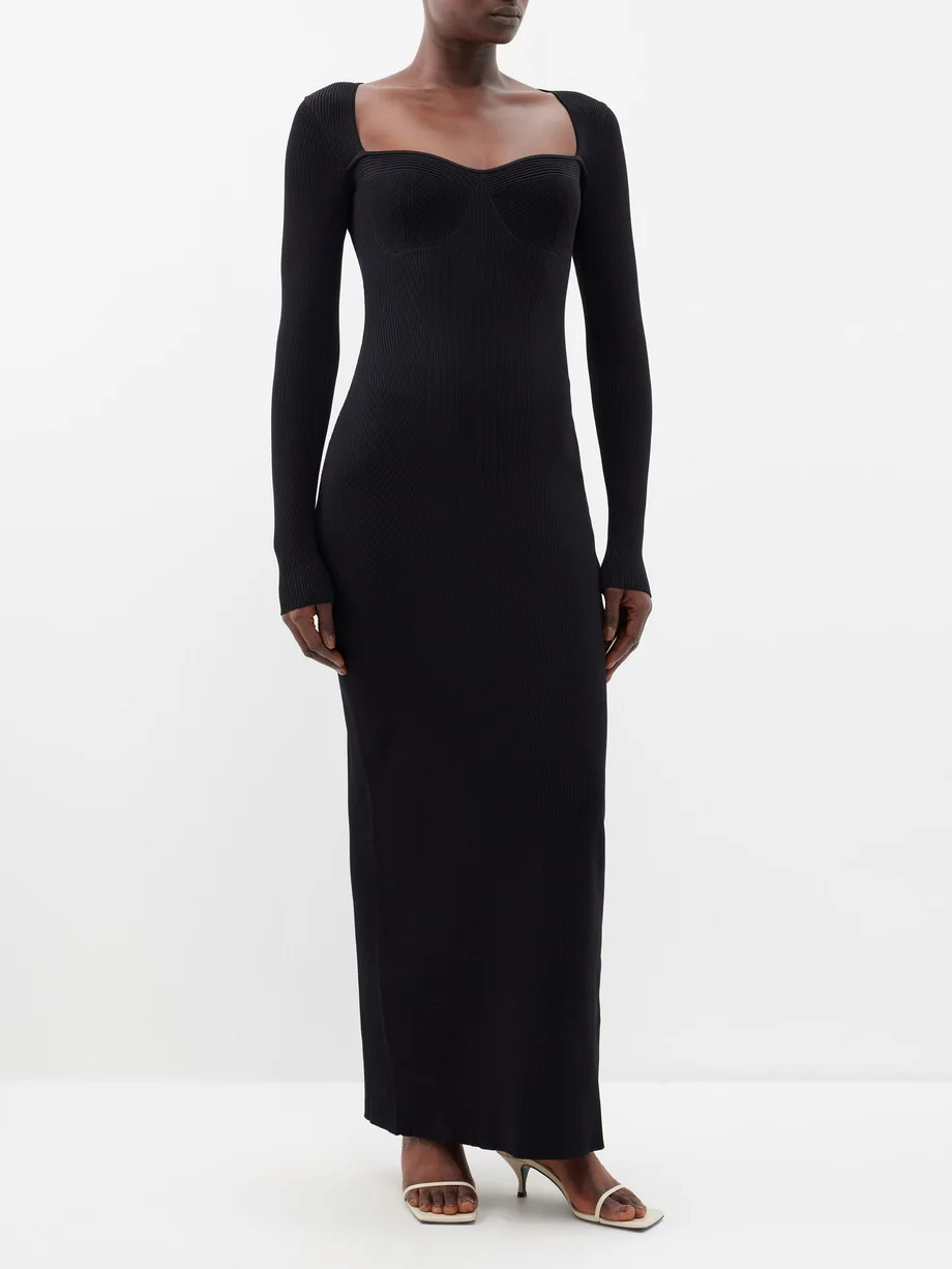 Sweetheart-neckline ribbed-knit maxi dress | Matches (EU)