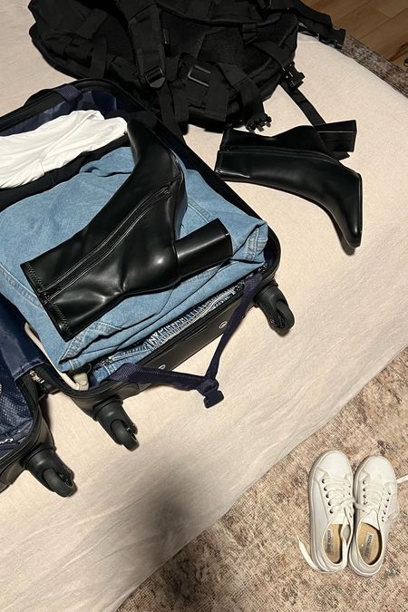 I really dislike packing 🧳 #travel #packing #airport #airportoutfit #airportfit #blackboots #booties #ankleboot #jeans #jeansale #suitcasees

#LTKtravel #LTKfindsunder50 #LTKshoecrush