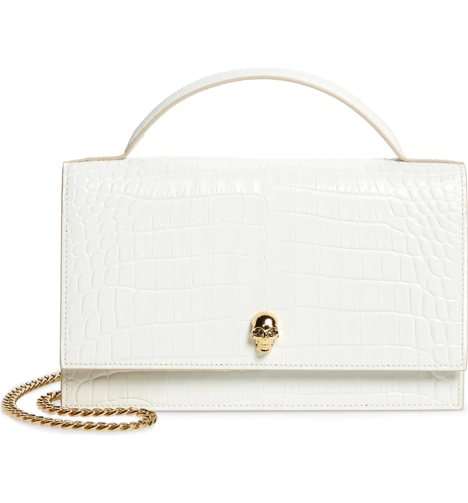 Alexander McQueen Medium Skull Croc Embossed Leather Crossbody Bag | Nordstrom | Nordstrom
