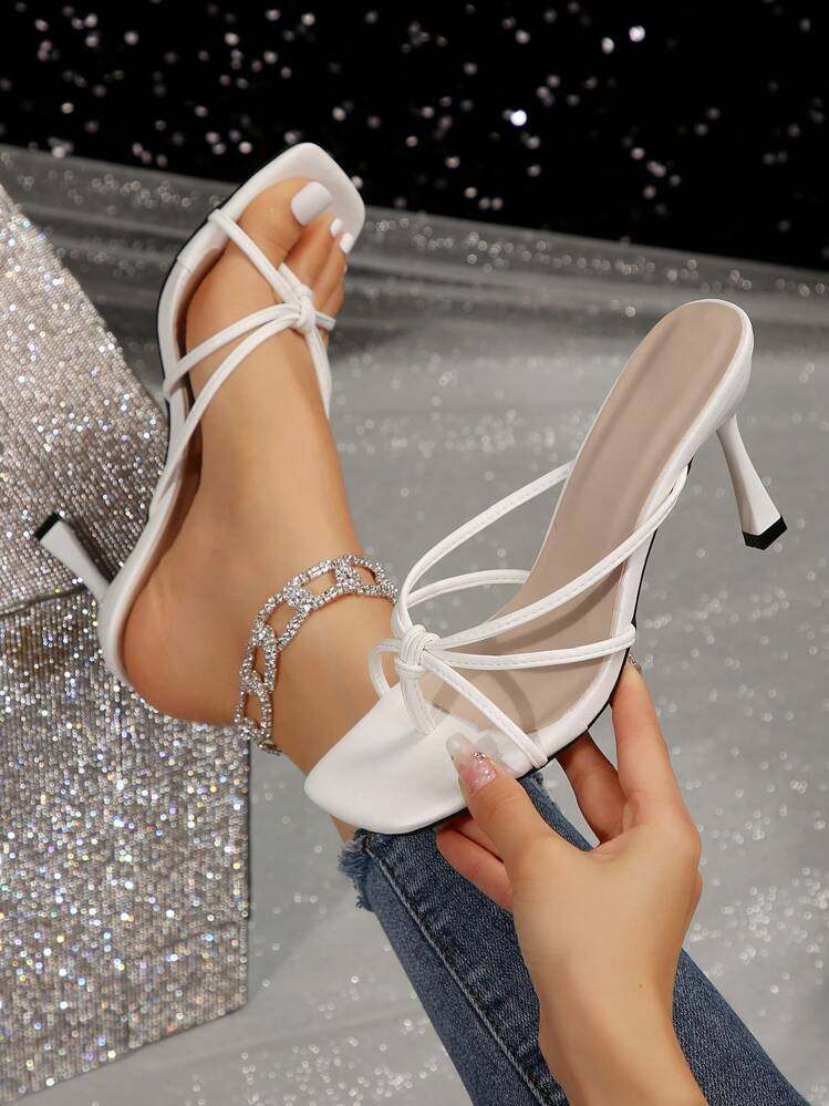 French Style Breeze Summer Open-Toe Slippers, New 2024 Women Square Toe Chunky Heel Sandals To Pair With Dresses Valentines | SHEIN