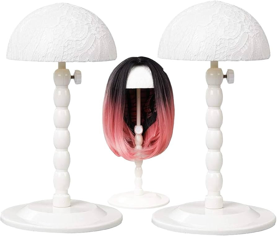 Youngther 2Pcs Wig Stand Adjustable Height Hat Display Portable Folding Wig Head Holders Plastic ... | Amazon (US)