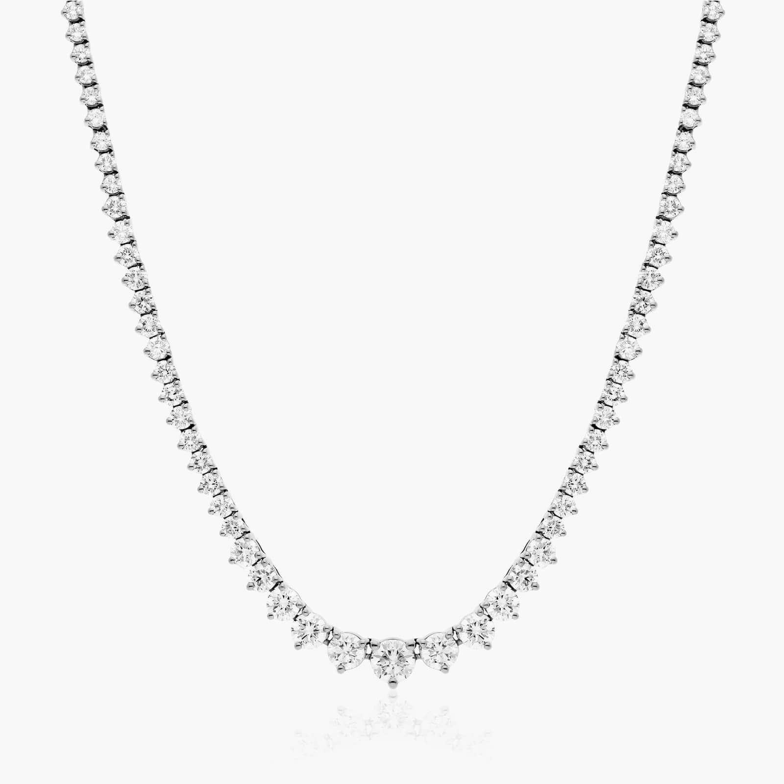 14K White Gold Riviera Three Prong Graduating Diamond Tennis Necklace (5.00 CTW - H-I / SI1-SI2)-... | JamesAllen
