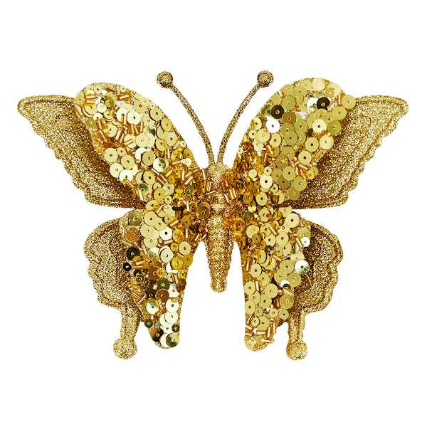 Gold Sequin Butterfly Clip Ornament, 7" | At Home