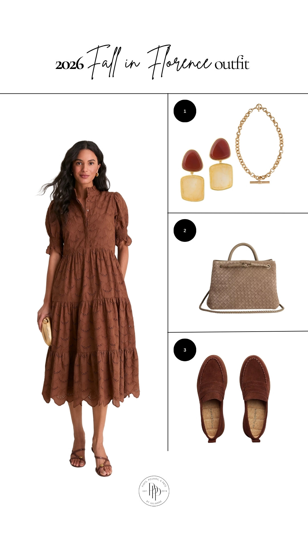 The prettiest fall-in-Florence outfit 🤎 This eyelet midi paired with warm brown accessories is such a PERFECT outfit for fall! 

 #LTKootd #LTKSeasonal #LTKSaleAlert