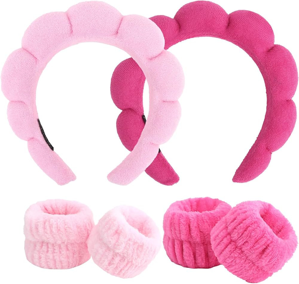 6Pcs Spa Headband and Wrist Washband Set, Skincare Makeup Headband, Sponge Face Wash Band, Terry ... | Amazon (US)