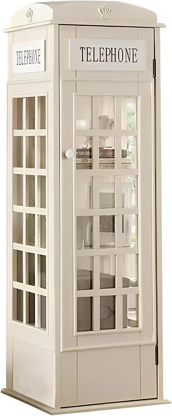 Telephone Booth 5-Tier Wooden Bookcase Freestanding CD Storage Cabinet Living Room Display Booksh... | Amazon (US)
