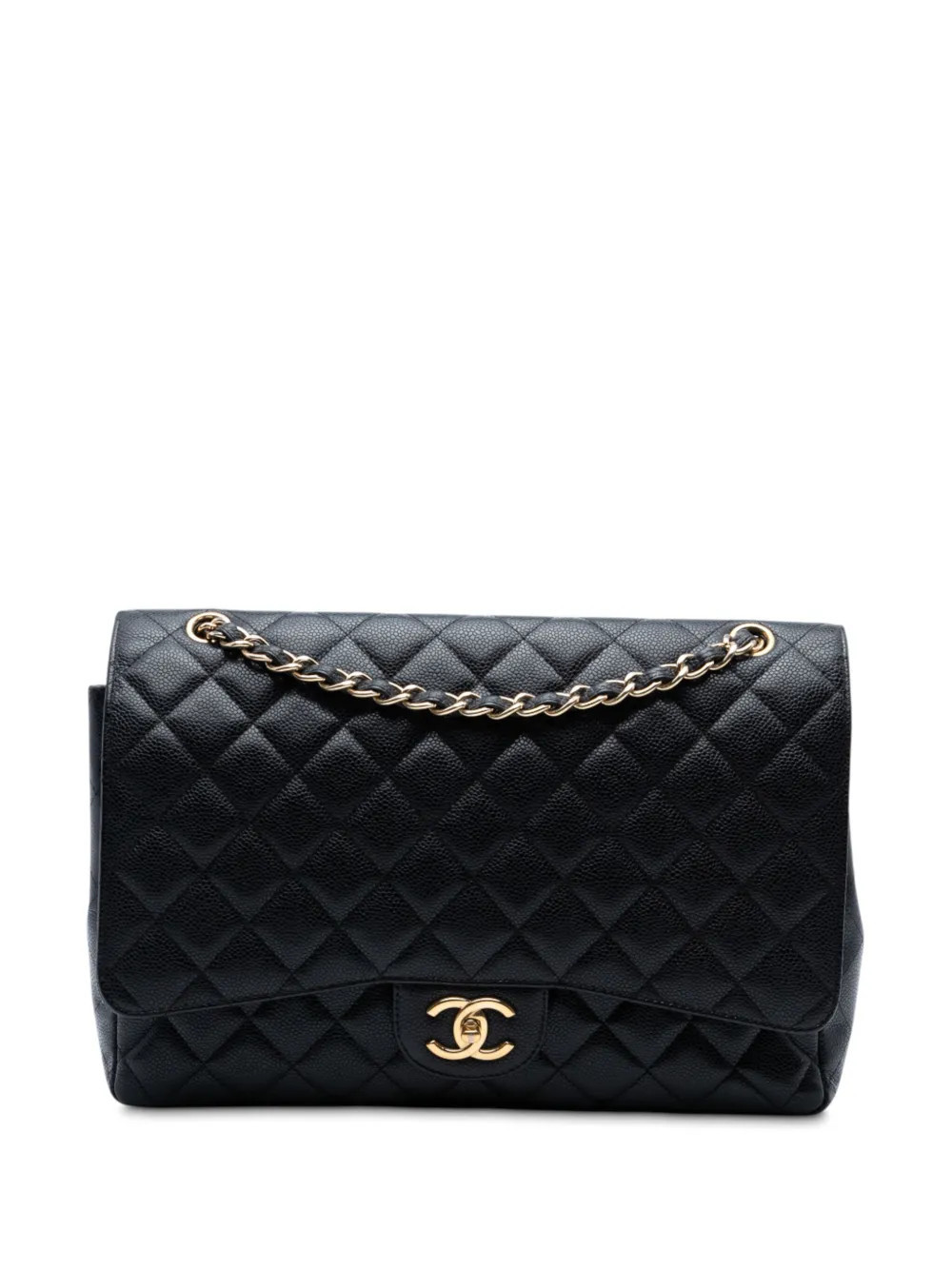 CHANEL Pre-Owned 2011 Maxi Classic Caviar Double Flap shoulder bag - Black | Farfetch Global