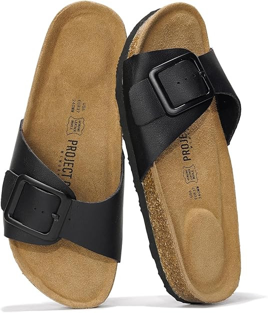 Amazon.com | Project Cloud 100% Genuine Leather Sandals Women Dressy Beach Essentials Slides for ... | Amazon (US)