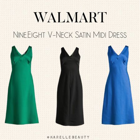 Nine.Eight Sleeveless V-Neck Satin Midi Dress. 

#LTKplussize #LTKSeasonal #LTKfindsunder50