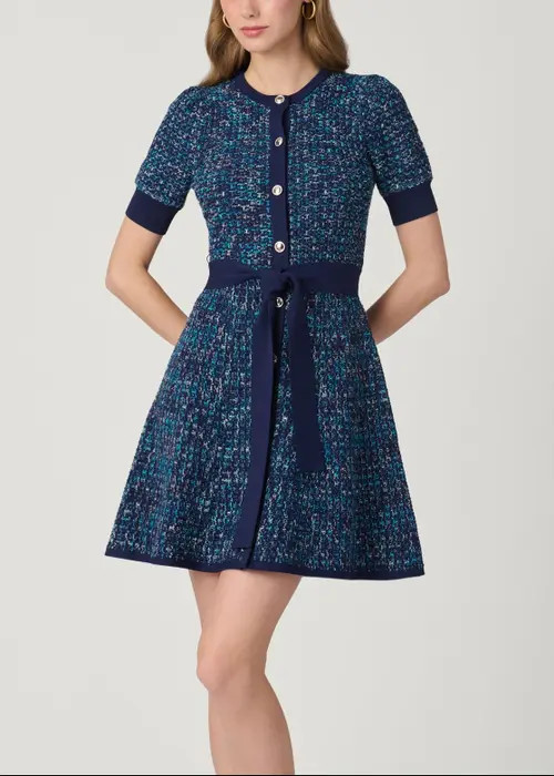 Shoshanna Harriet Melange Knit Dress in Blue Melange at Nordstrom, Size Medium | Nordstrom