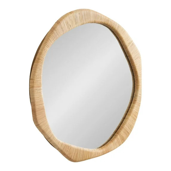Kate and Laurel Rahfy Boho Irregular Round Rattan Mirror, 26 Inch Diameter, Natural Rattan, Decor... | Walmart (US)