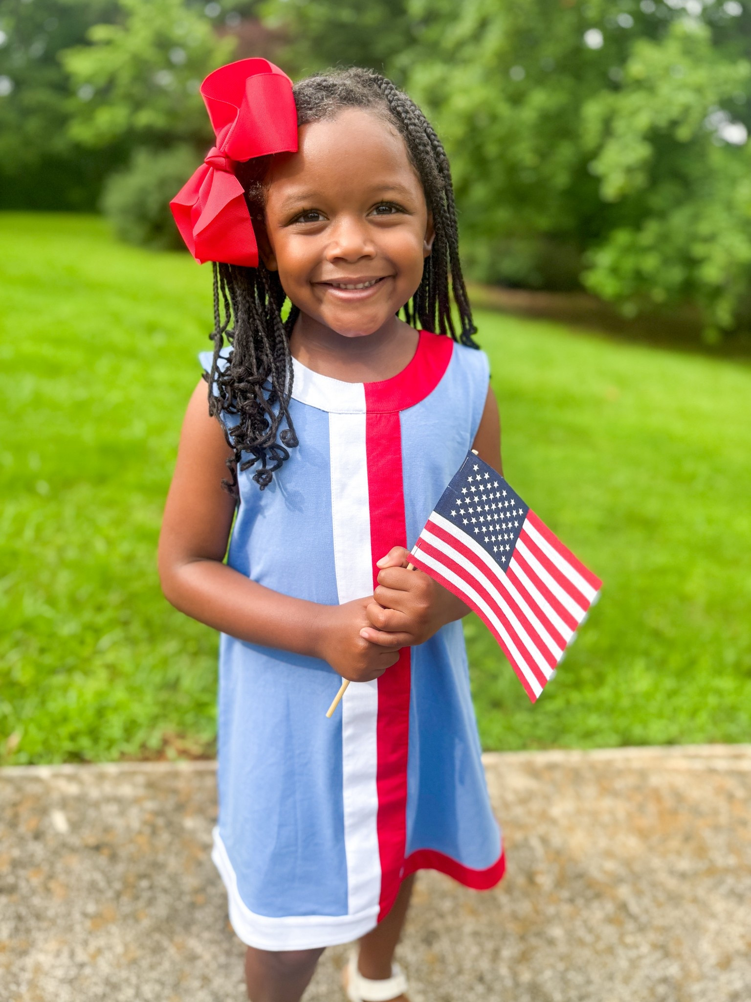 Red, white, and cute! ❤️🤍💙  Love the classic style of this dress from Shrimp & Grits Kids 
Summer outfits • toddler girl • kids clothes • sandals • children’s clothing 

#LTKKids #LTKFindsUnder50 #LTKSummerEdit