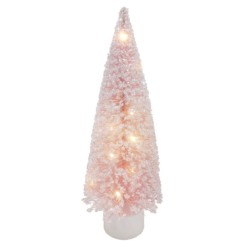 Pink LED Bottlebrush Tree, 13" | At Home