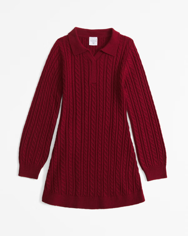 long-sleeve collared cable sweater dress | Abercrombie & Fitch (US)
