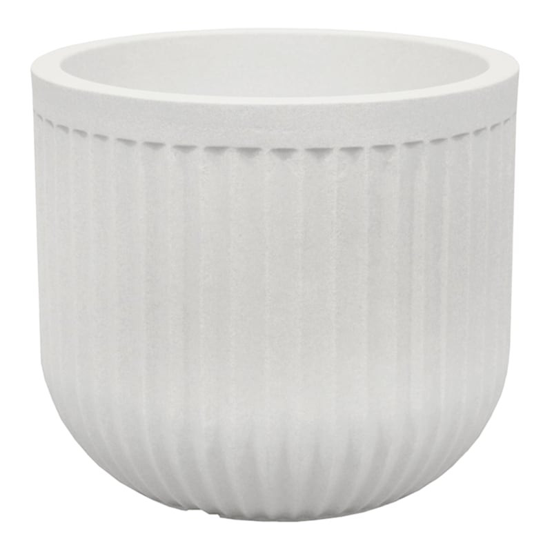 Japi Off-White Fluted Low Outdoor Planter, Small | At Home