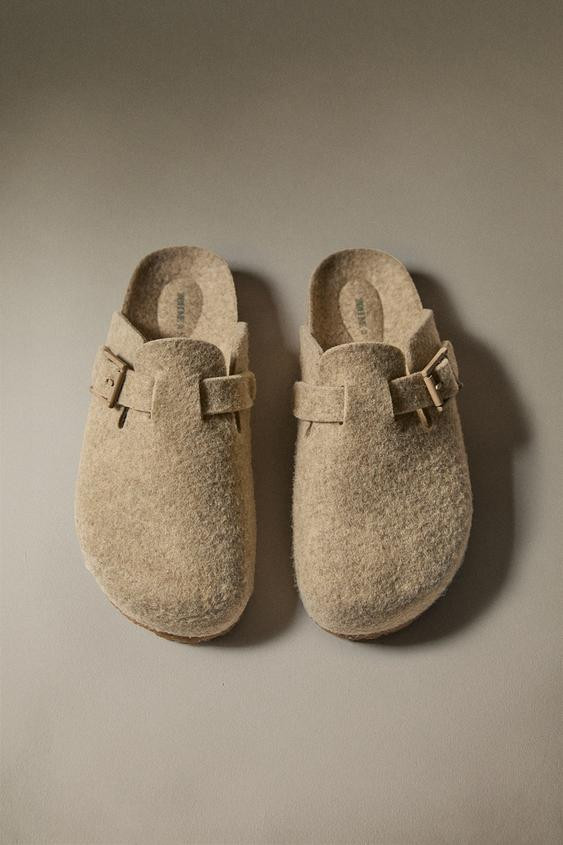 BUCKLED FELT MULE CLOG SLIPPERS | Zara UK