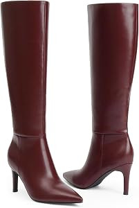 Easyfox Knee High Boots Women Pointed Toe Stiletto Heel Tall Boots | Amazon (US)