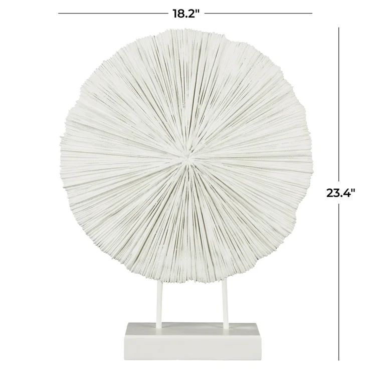 18" x 23" Cream Resin Textured Round Coral Sculpture with Elevated Stand, by DecMode | Walmart (US)