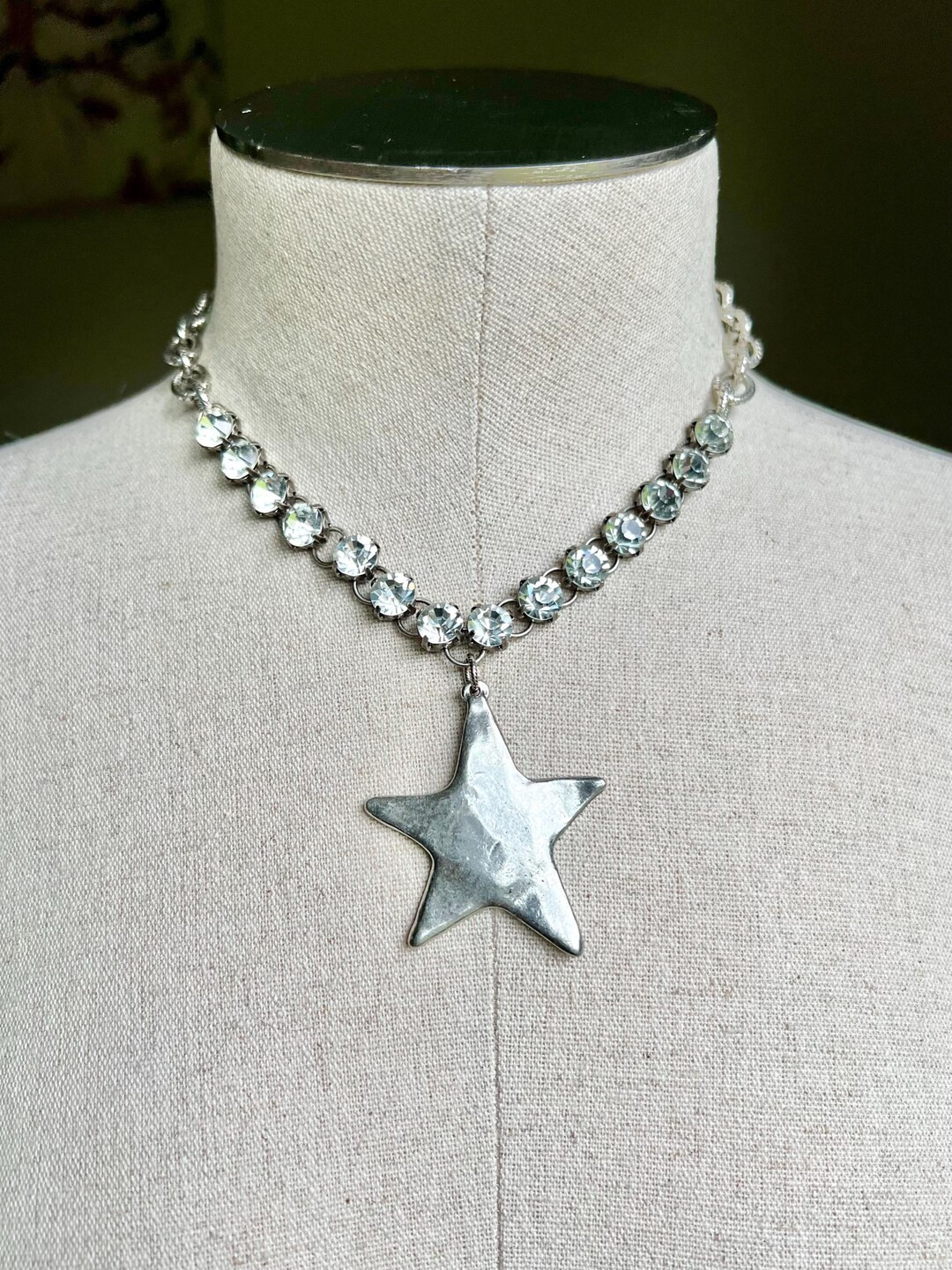 Silver Star & Rhinestone Necklace - Etsy | Etsy (US)