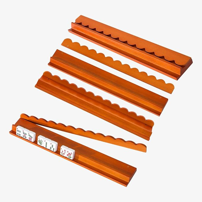 Wood Mahjong Racks with Scalloped Magnetic Pushers – Set of 4 Ayous Wood 17" Mahjong Tile Holde... | Amazon (US)