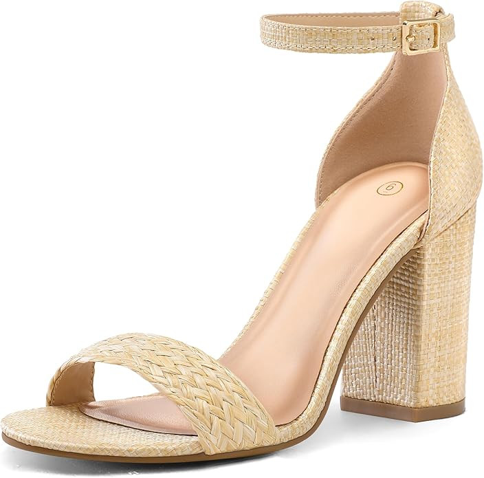 COASIS Women's Chunky Block Heels Open Toe Ankle Strap 3.5 Inch Heeled Sandals | Amazon (US)