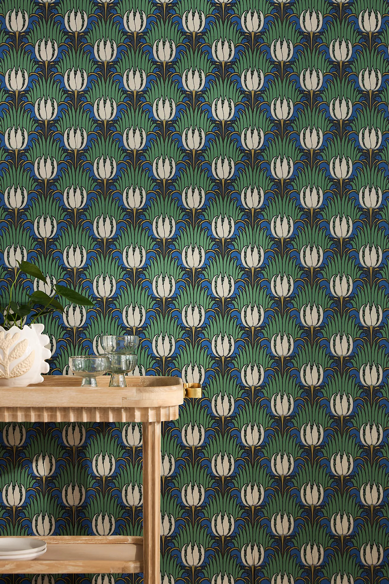 Tulip & Bird Floral Wallpaper | Anthropologie (US)