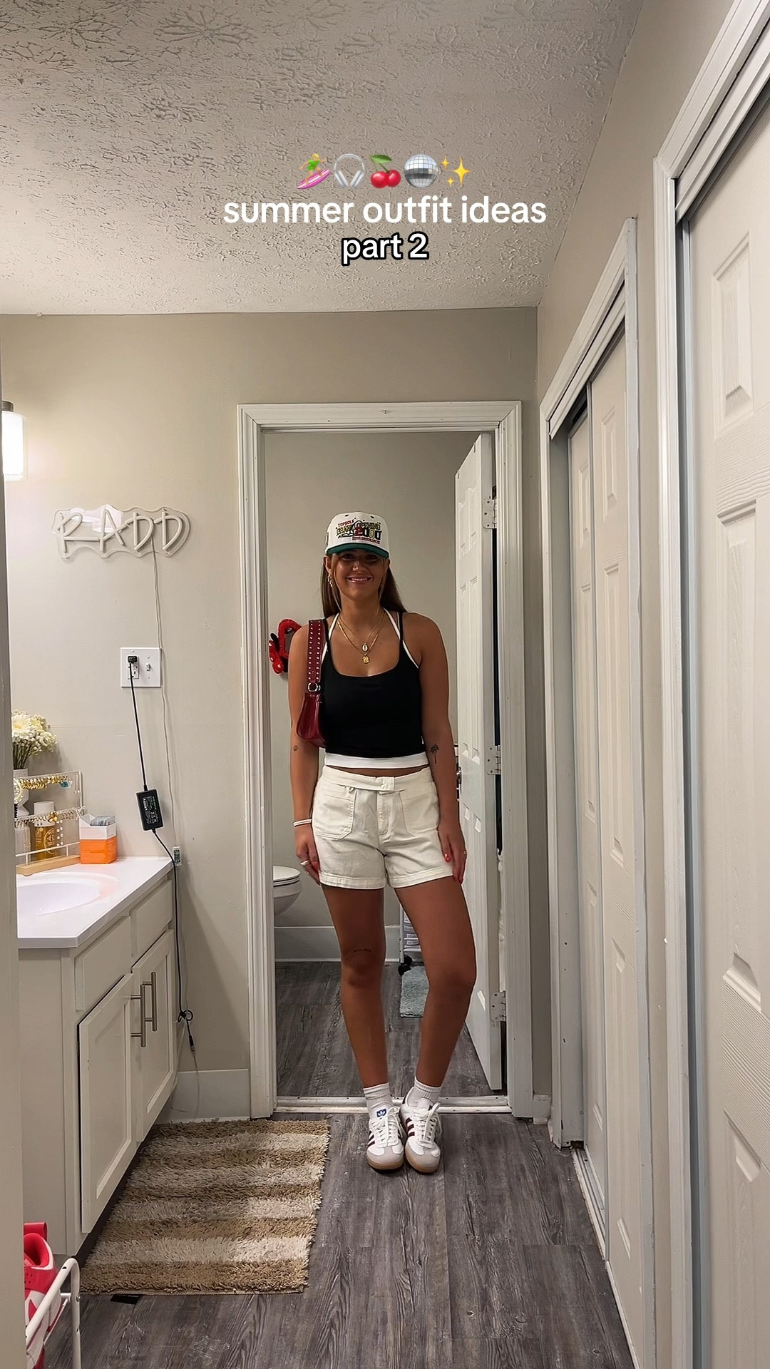 the shorts are from target but not sold anymore so i linked similiar ones! i got the hat at top golf but linked two cute ones as well <3