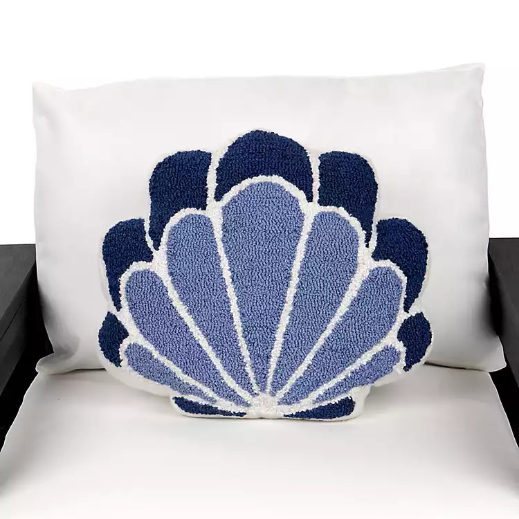 Blue Seashell Shaped Outdoor Pillow | Kirklands