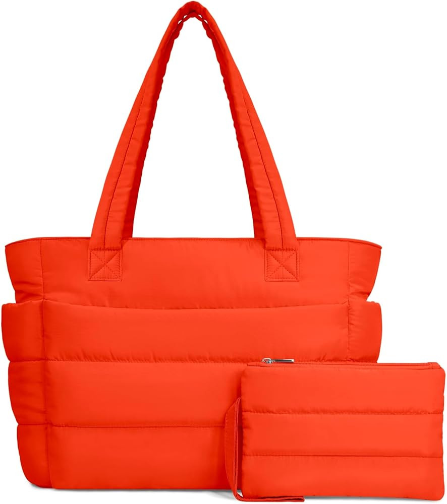Amazon.com | TOPDesign Puffer Tote Bag for Women, Lightweight Puffy Handbag with Compartments & C... | Amazon (US)