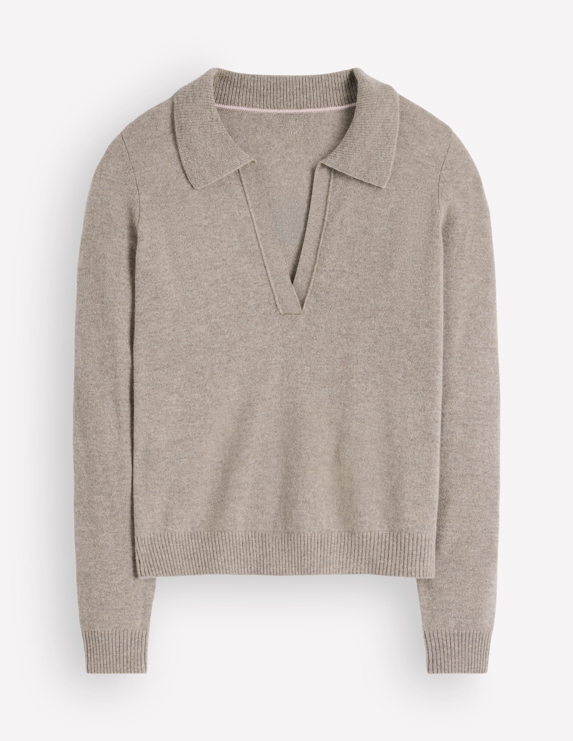 Elsie Cashmere Henley Jumper-Mink Melange | Boden UK