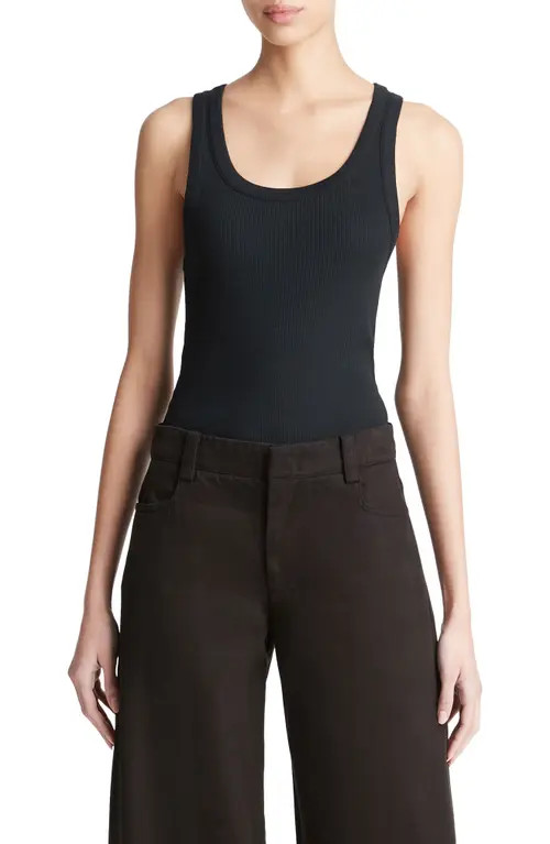Vince Scoop Neck Rib Tank in Black at Nordstrom, Size X-Small | Nordstrom
