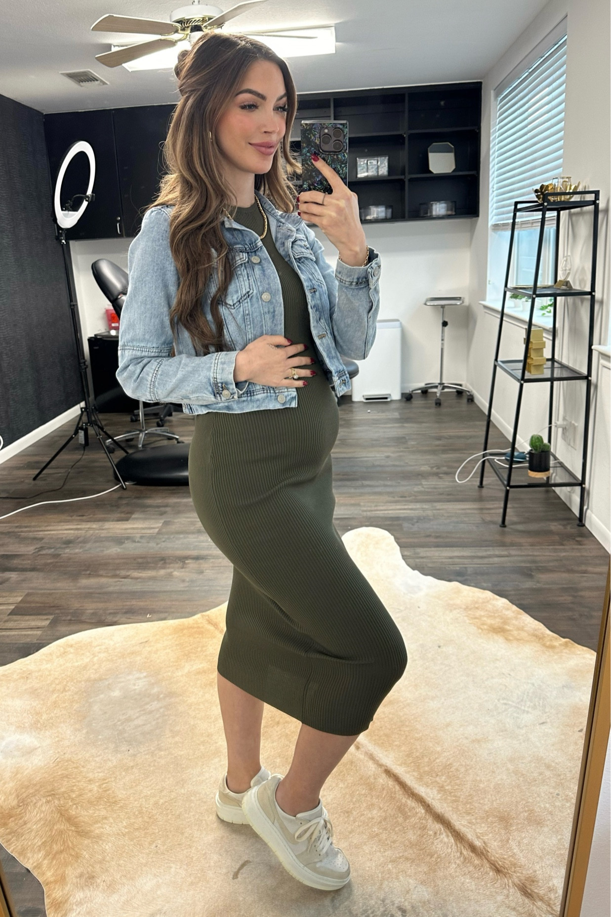 Another day, another stretchy dress! This one is from nasty gal and paired with a cropped jean jacket from free people. This dress is non-maternity, which I love. I’m wearing a size small in the dress and XS in jeans jacket. 

#LTKbump