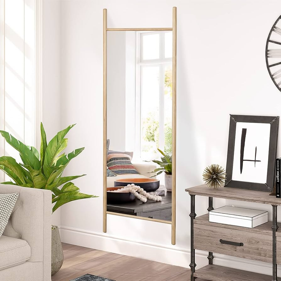NeuType 65" x 22" Full Length Mirror Large Ladder Style Mirror Solid Wood Frame Full Length Mirro... | Amazon (US)